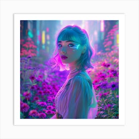 Neon Girl In The City 1 Art Print