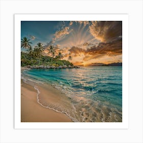 Sunset On The Beach Art Print