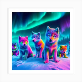 Psychedelic Wolf Family Art Print