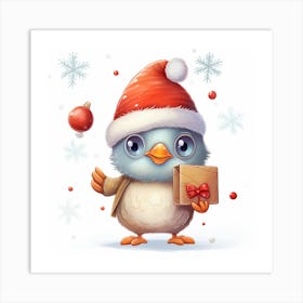 Santa Bird Art Print