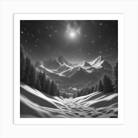 Black And White Winter Landscape Art Print