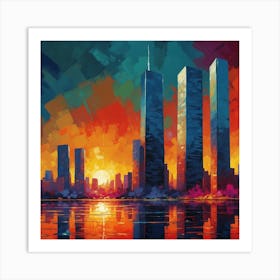 Sunset In New York City Art Print