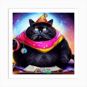 Black Cat In A Hat Art Print