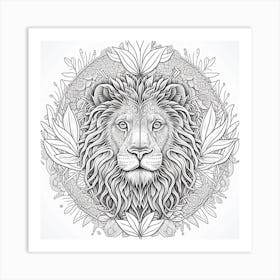 Lion Head In A Circle Art Print