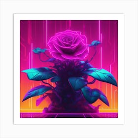 Neon Rose Art Print