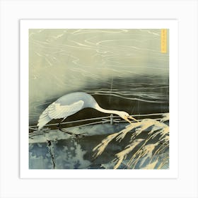 静寂の白鷺 Silent Heron Art Print