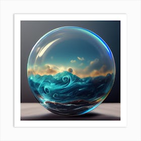 Ocean In A Glass Ball Art Print