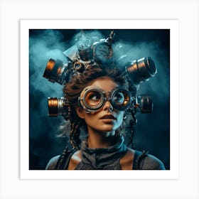 Steampunk Woman With Glasses Art Print