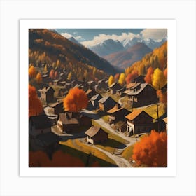 Autumn Village 3 Art Print