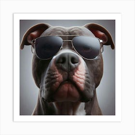 Pit Bull in Sunglasses Art Print