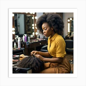 Afro Hair Stylist Art Print