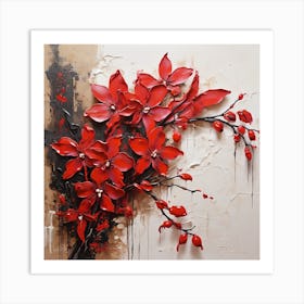 Red flower sprig Art Print