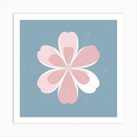 A White And Pink Flower In Minimalist Style Square Composition 24 Art Print