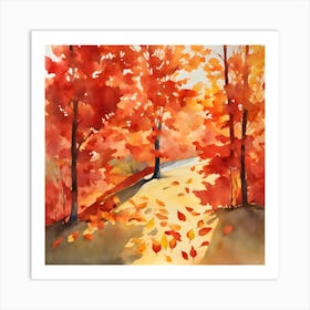 Rolling Autumn Leaves Art Print