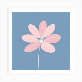 A White And Pink Flower In Minimalist Style Square Composition 556 Art Print