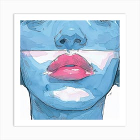 Blue Lips Art Print