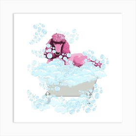 Pink Poodlle in the tub Art Print