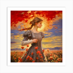 Girl In A Field Of Poppies Art Print