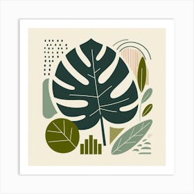 Scandinavian style, Large green monstera leaves Art Print