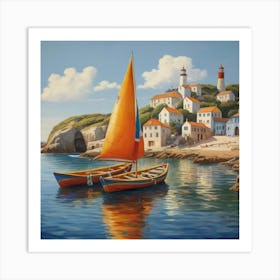 Sailboats On The Beach Art Print