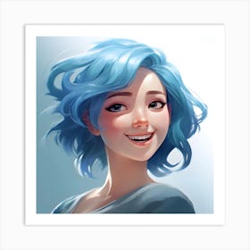 Blue Haired Girl Anime 1 Art Print