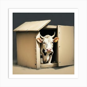 Cow In A Box Art Print