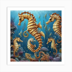 Hunzinator School Of Sea Horses Art Print 0 Art Print