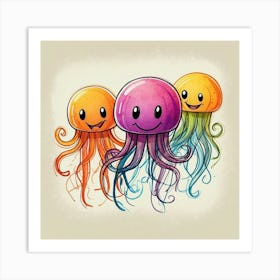 Three Jellyfish Art Print