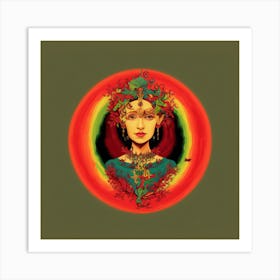 Woman In A Red Circle Art Print