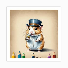 Hamster In Top Hat 13 Art Print