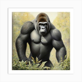 Vintage Gorilla In The Jungle Art Print