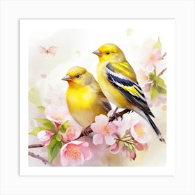 Two Birds Perched On A Branch Mother's Day Art Print