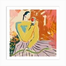 Woman With An Apple Art Print