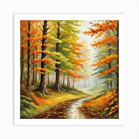 Forest In Autumn In Minimalist Style Square Composition 221 Art Print