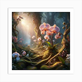 Orchids In The Forest 3 Art Print