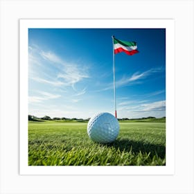 Golf Ball With A Flag Art Print