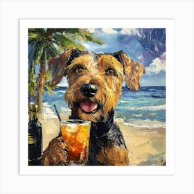 Dog At The Beach Bar In Acrylic 3 Art Print