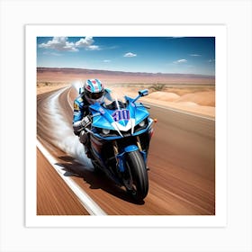 Motorcycle Rider In The Desert 2 Art Print