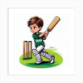 Cricket Boy Playing Cricket Art Print