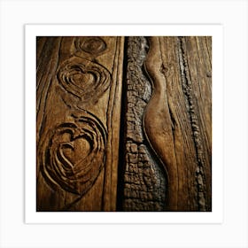 Heart Carved Wood Art Print