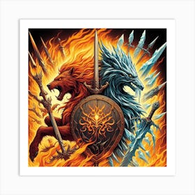 Dragon And Lion Art Print