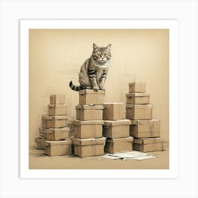 Cat On Boxes Canvas Print Art Print