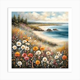 Wildflowers By The Sea Art Print