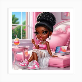 Black Girl In Pink Art Print