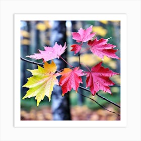 Red maple leafs Art Print