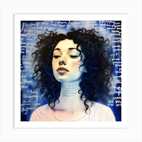 Woman With Blue Hair Art Print