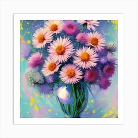 Aster Flowers in a Vase Art Print