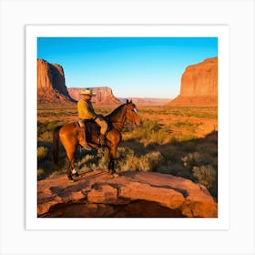 Man On Horse In Monument Valley Art Print