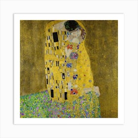 The Kiss (Der Kuß) "Lovers Embrace" by Gustav Klimt 1907 - Hd Remastered Original SIGNED Version of "The Kiss" 1907 Oil on Canvas - by Infamous Austrian Painter Gustav Klimt (1862–1918) Art Print