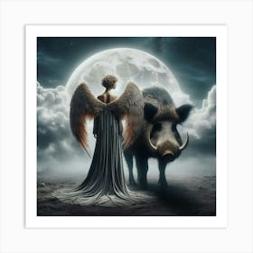 Angel And Boar 2 Art Print